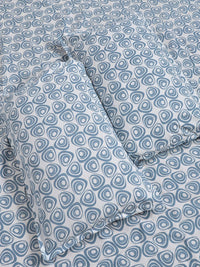 KLOTTHE Blue & White Printed Fitted 300 TC King Double Bedsheet With 2 Pillow Covers