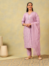 Mamicha Women Printed Pure Cotton Kurta with Trousers & With Dupatta