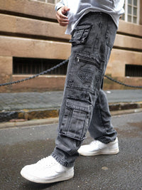Powerlook Men Loose Baggy Fit Pure Cotton Denim Cargos