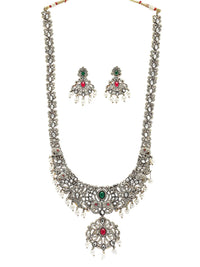 KARATCART Gold-Plated Artificial Stones-Studded & Beaded Temple Jewellery Set