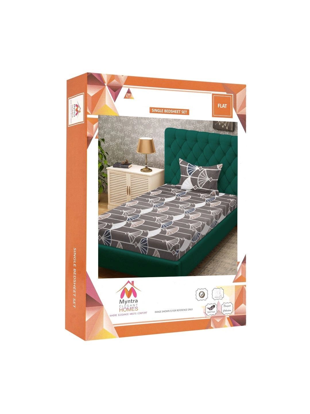 Myntra Elegant Homes Coklat Geometri 300 TC Cadar Tempat Tidur Single dengan 1 Sarung Bantal