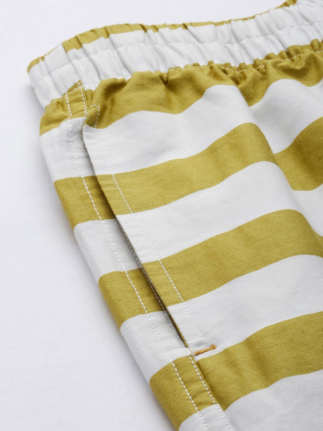 The Indian Garage Co Men Mustard Yellow & White Striped Pure Cotton Boxers 1120-BXR10-15