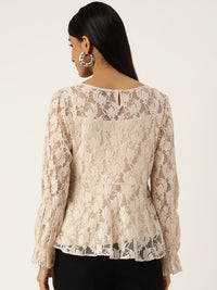 Antheaa Woman Floral Laced Peplum Top