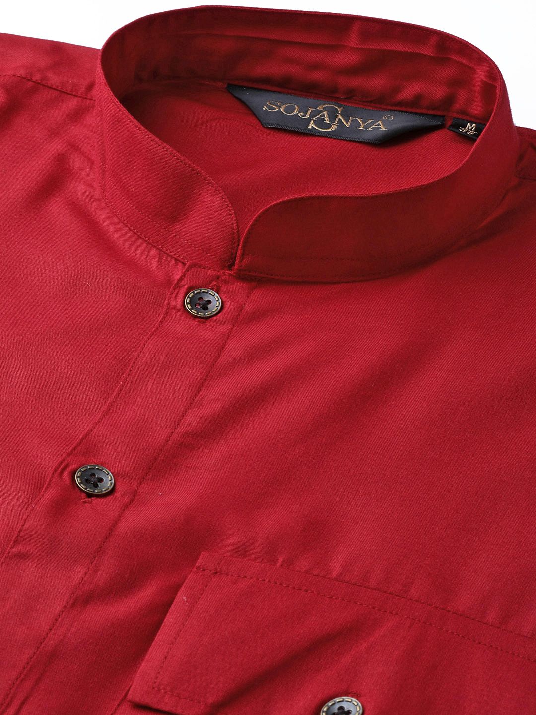 SOJANYA Men Red Solid Straight Kurta