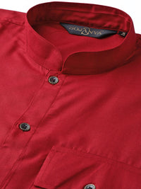 SOJANYA Men Red Solid Straight Kurta