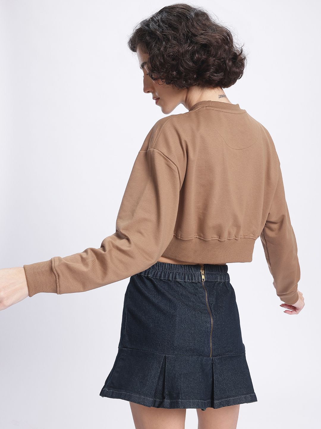 DressBerry Printed Cropped Boxy Sweatshirt
