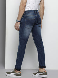 The Indian Garage Co Men Navy Blue Slim Fit Light Fade Stretchable Jeans