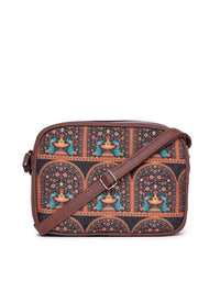 ZOUK Brown Peacock Structured Sling Bag