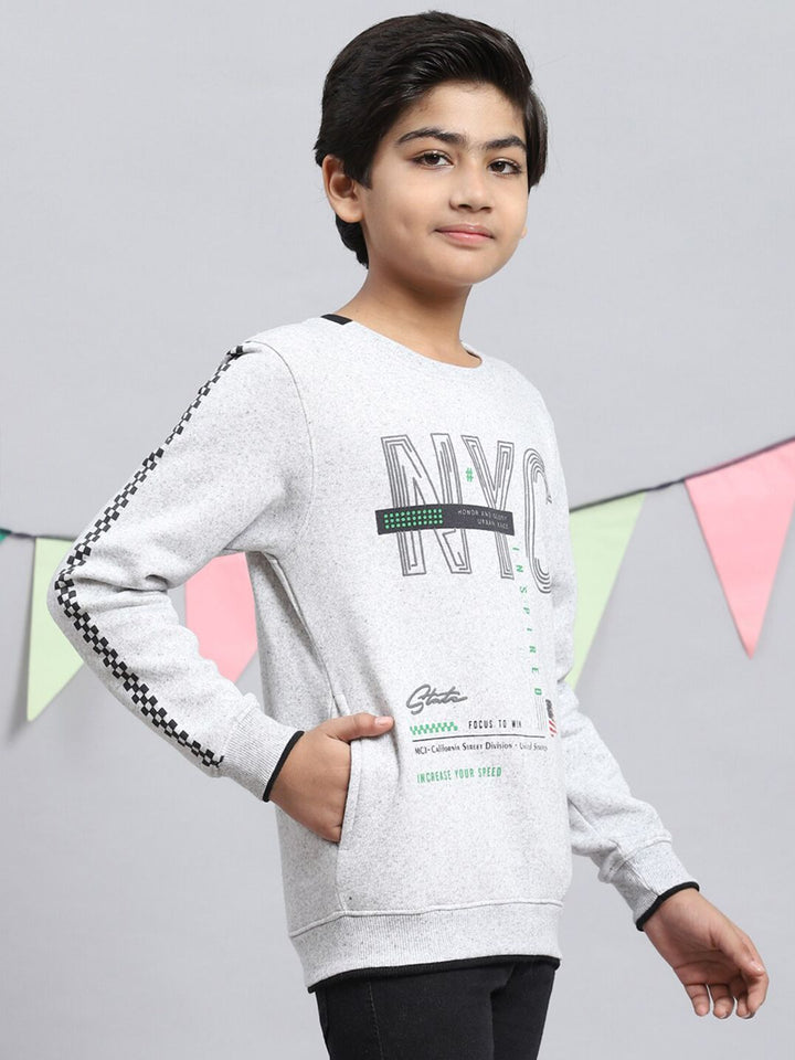 Monte Carlo Boys Typography Printed Cotton Pullover Sweatshirt