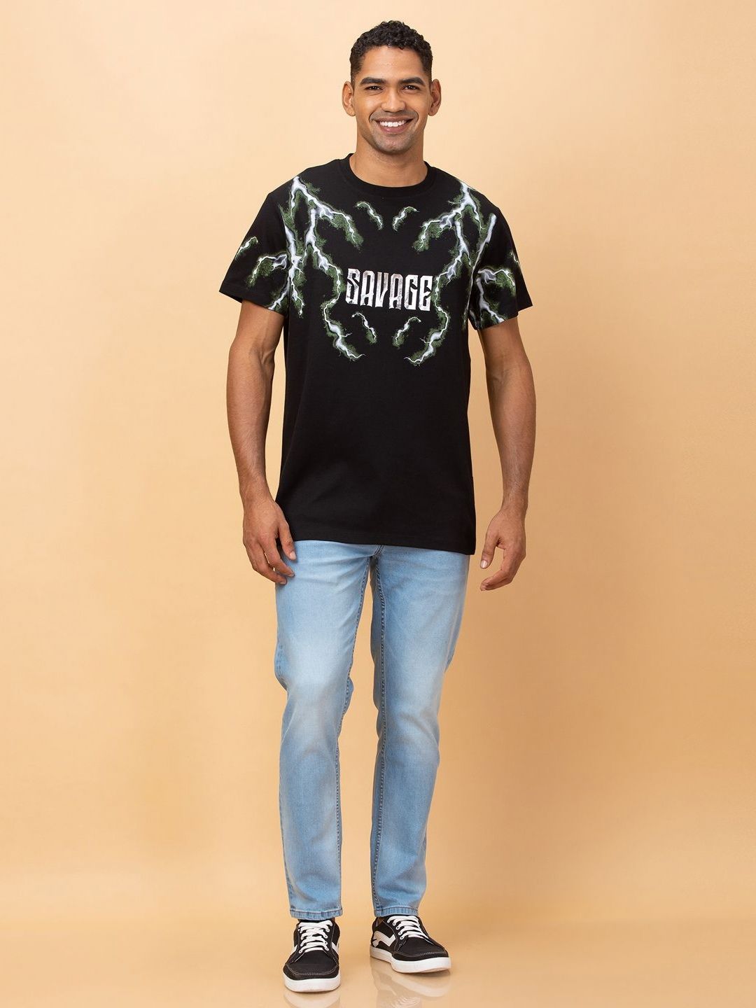 Being Human Men Typography Printed Pockets T-shirt