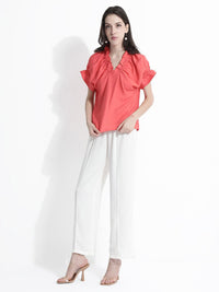 Rareism Pepejal V-Neck Lanjutan Lengan Atas