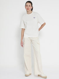 Rareism Enrique Round Neck Drop-Shoulder Sleeves Cotton Santai T-Shirt Fit
