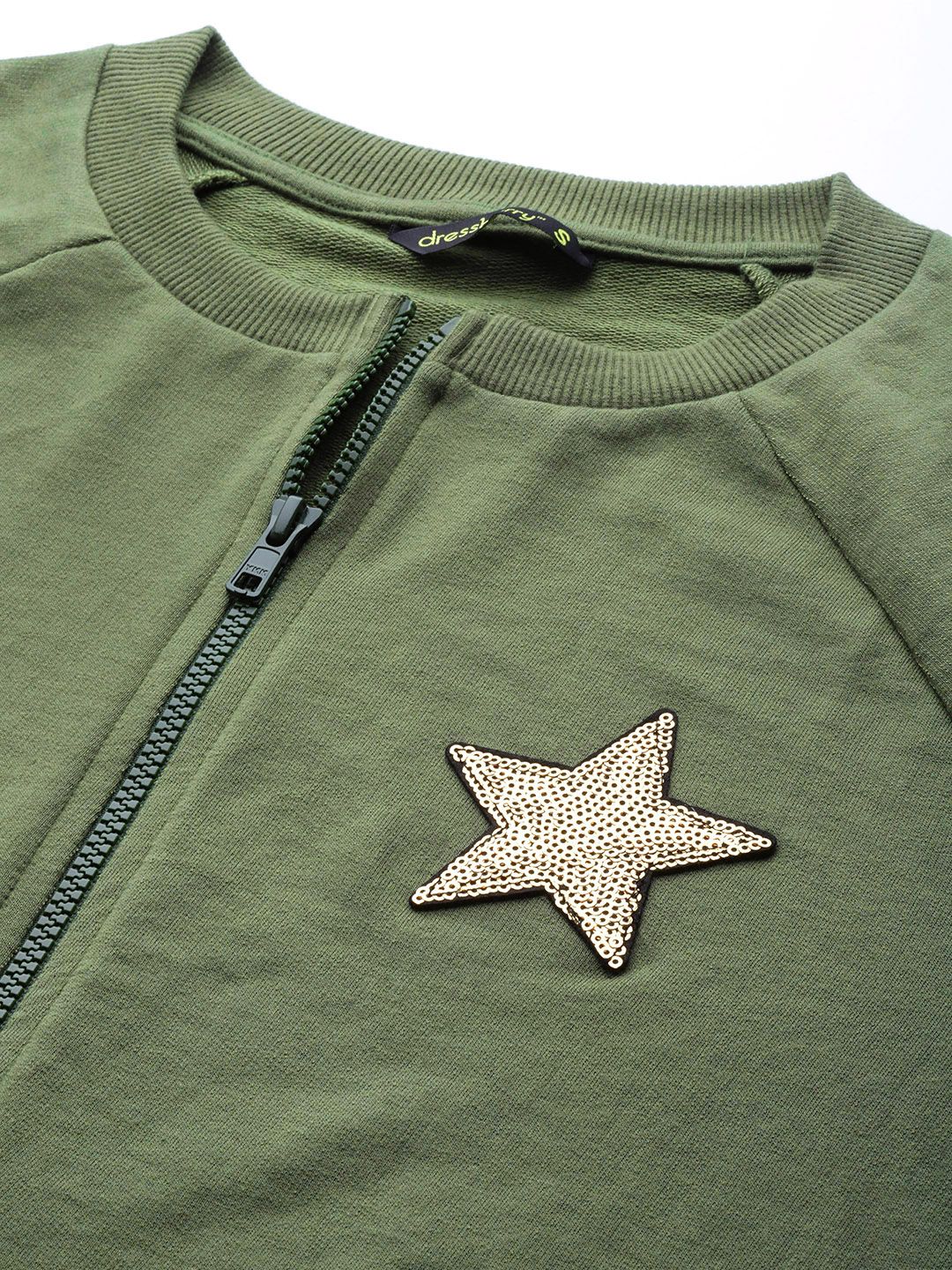DressBerry Women Green Solid Sweatshirt