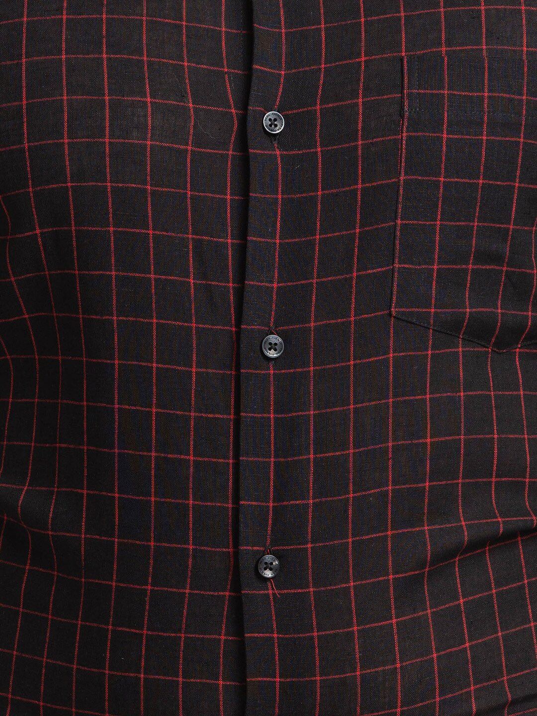 Park Avenue Slim Fit Windowpane Checked Cotton Linen Formal Shirt