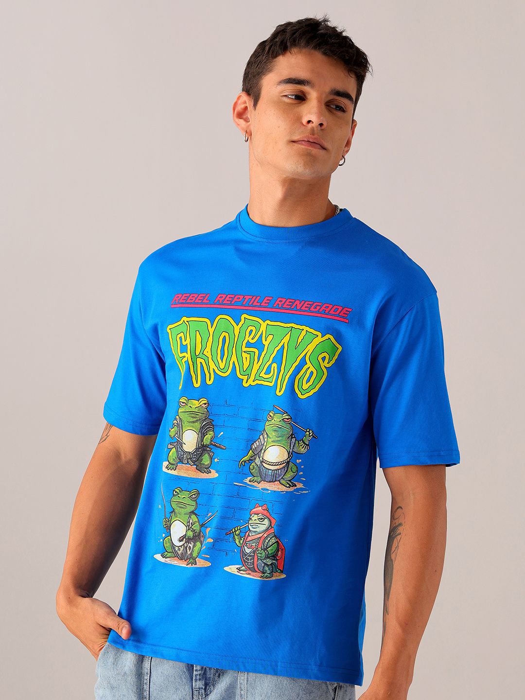 The Indian Garage Co Men Typography Printed Boxy Oversized Pure Cotton T-shirt