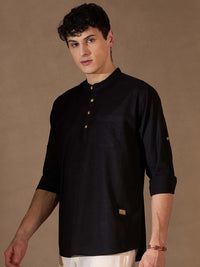 DENNISON Lelaki Black Cotton Kurta