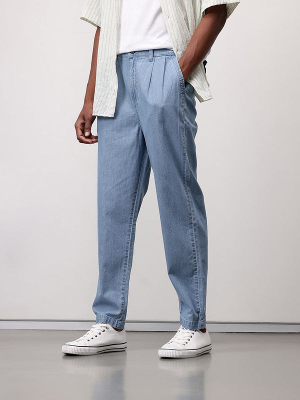 ether Men Chambray Pleated Trousers