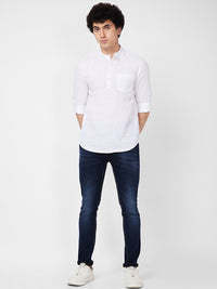 SPYKAR Mandarin Collar Long Sleeves Casual Linen Shirt
