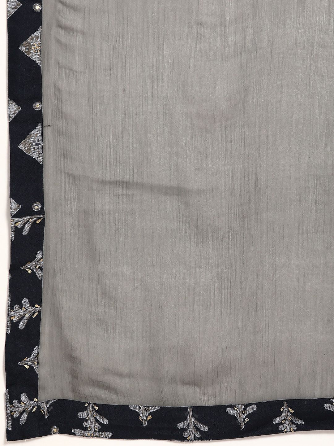 Anouk Women Navy Blue & Grey Ethnic Motifs Printed Kurta with Sharara & Dupatta