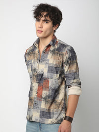 VASTRADO Men Classic Spread Collar Abstract Printed Cotton Casual Shirt