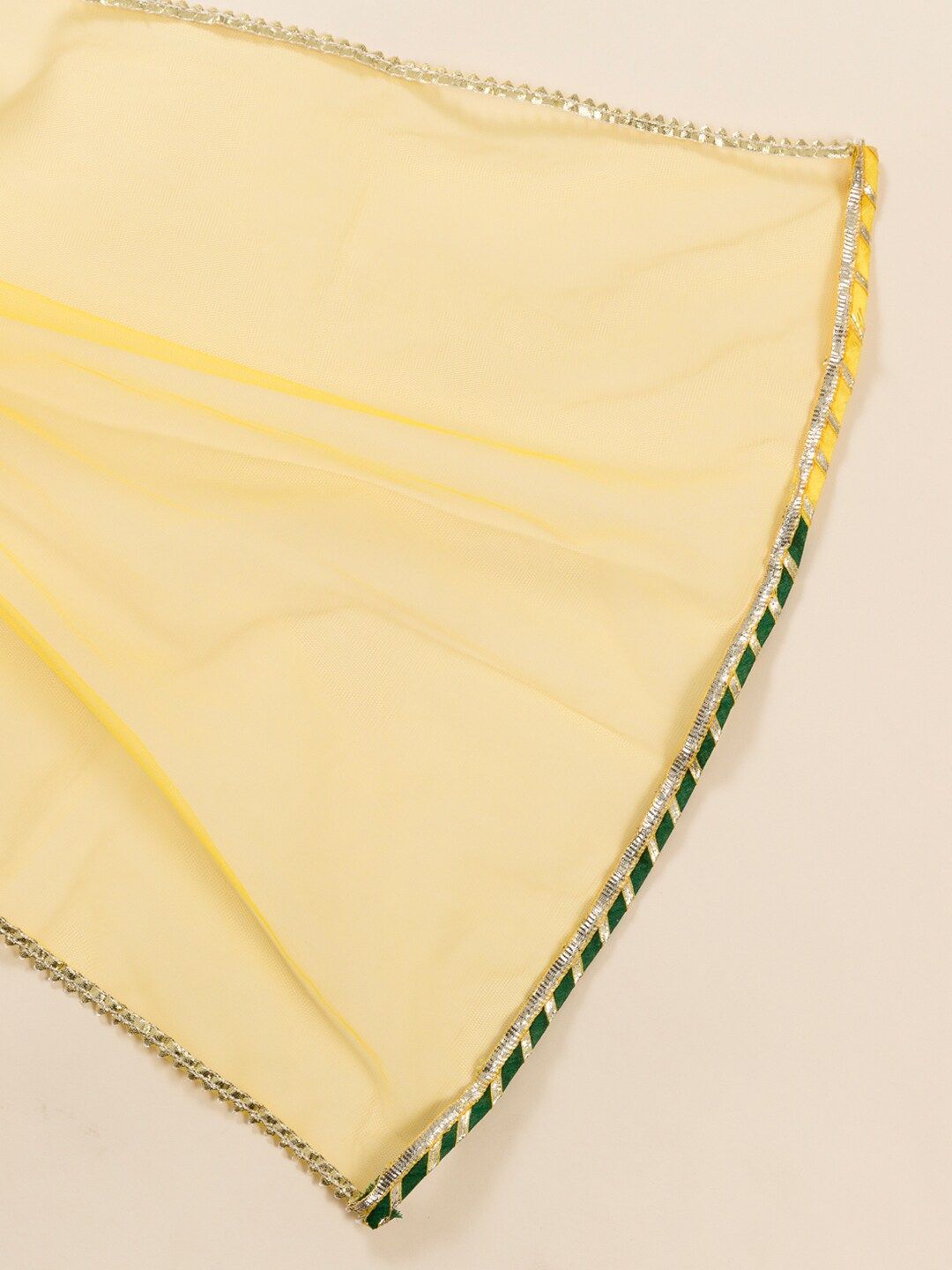 pspeaches Girls Yellow Leheriya Pure Cotton Kurta with Palazzos & With Dupatta