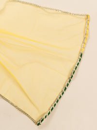 pspeaches Girls Yellow Leheriya Pure Cotton Kurta with Palazzos & With Dupatta
