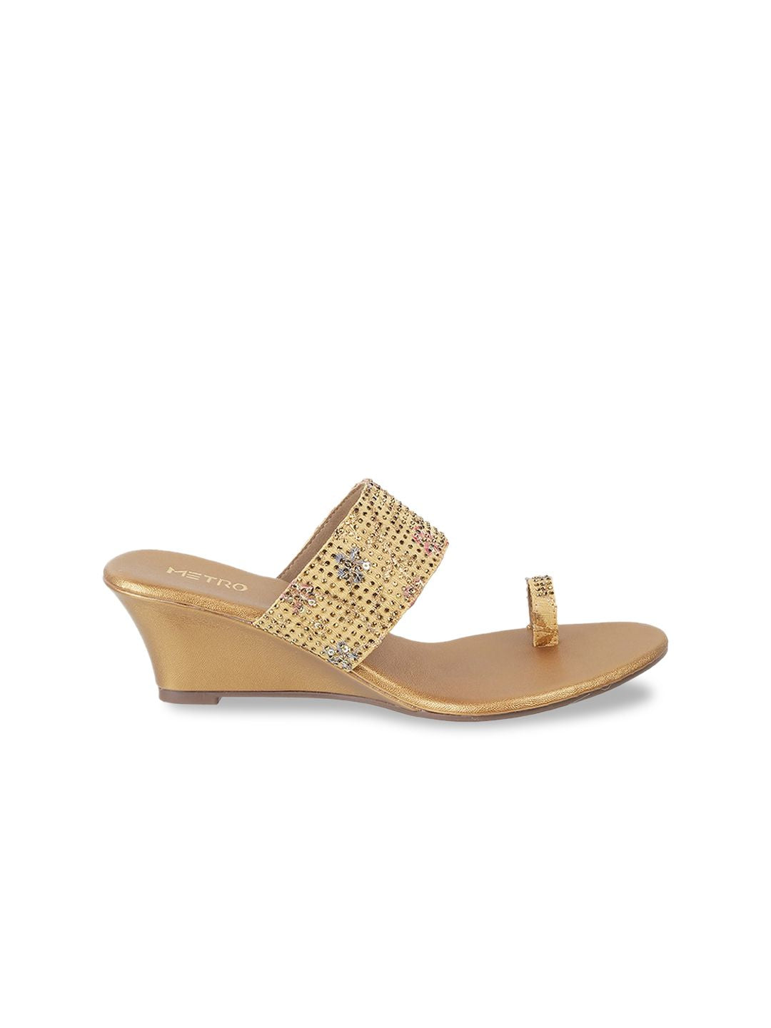 Metro Embellished Open Toe Wedge Heels