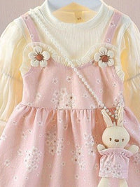 YK Girls Floral Printed Fit & Flare Dress