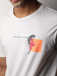 RARE RABBIT Men Gol Printed Pure Cotton Slim Fit T-Shirt