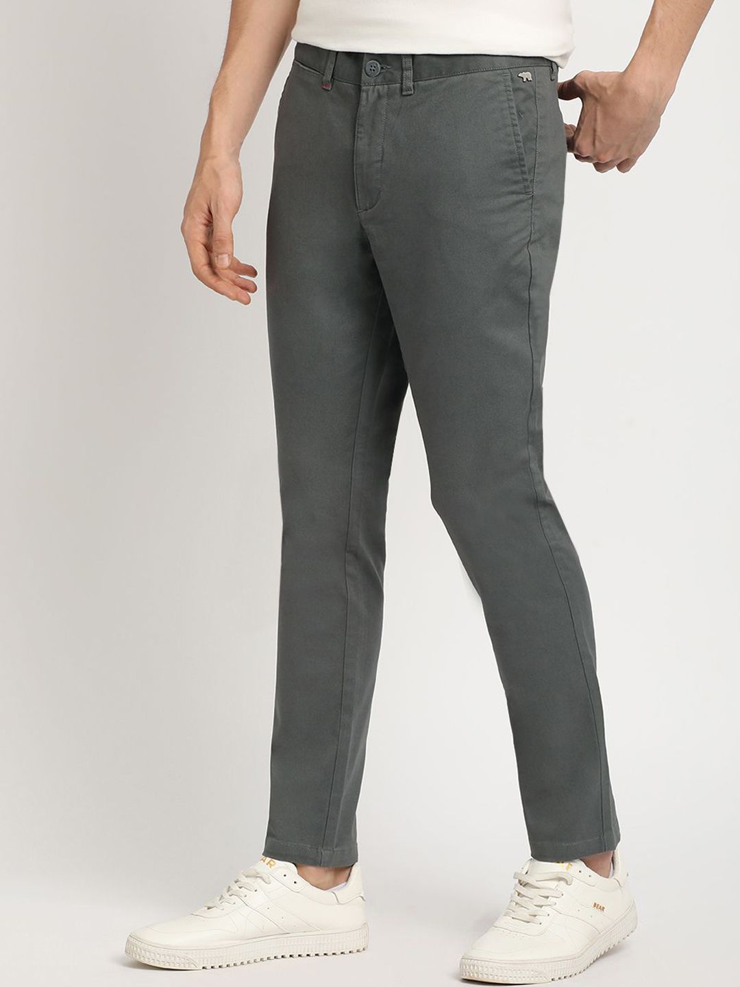 THE BEAR HOUSE Men's Slim Fit Mid Rise Casual Trouser