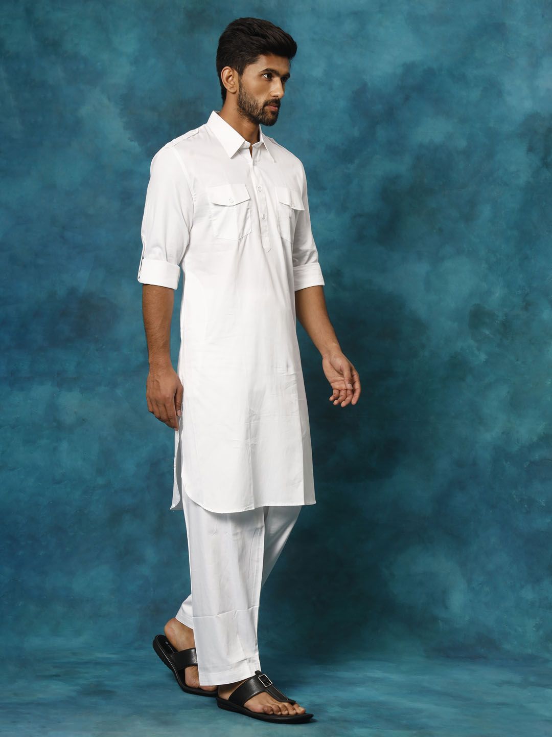 VASTRAMAY Men White Kurta with Pyjamas