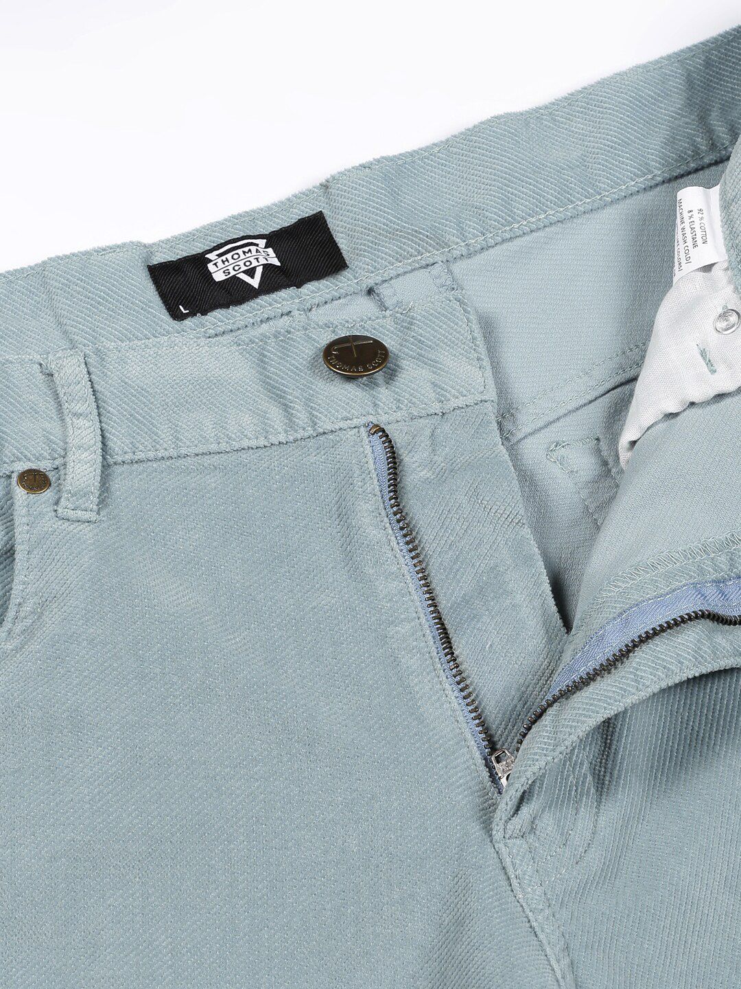 Thomas Scott Men Regular Fit Corduroy Chinos Trousers