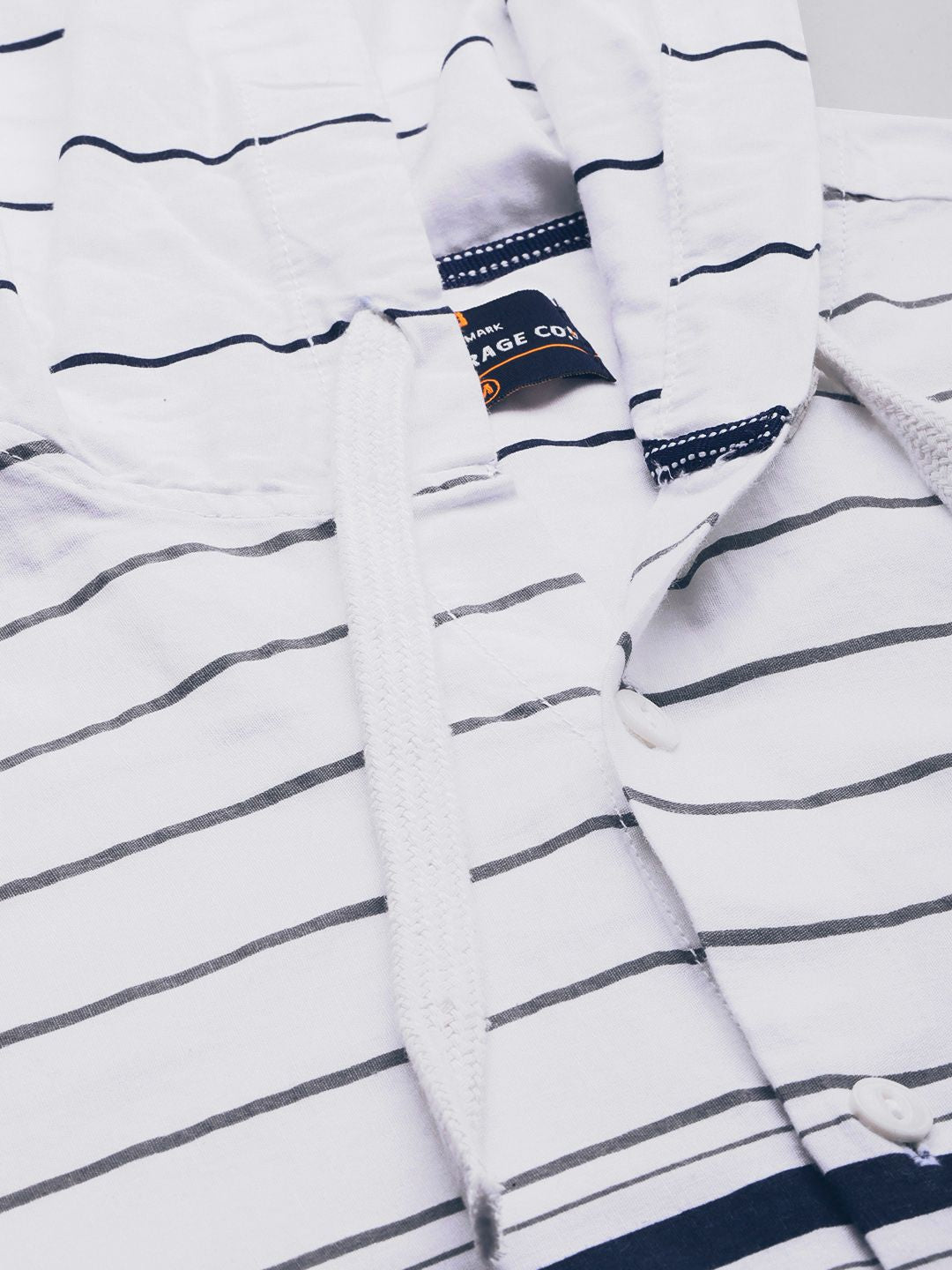 The Indian Garage Co Men White Horizontal Stripes Casual Shirt
