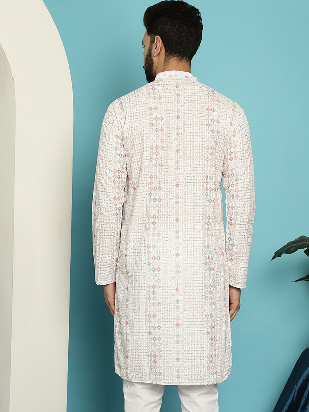 SOJANYA Kurta Kerja Benang Bercetak Geometrik