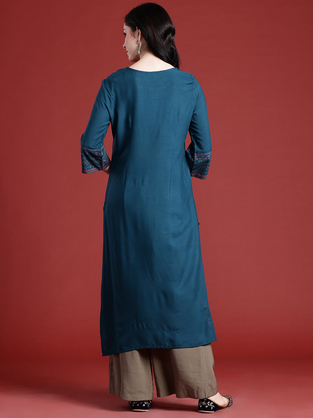 Anouk Ethnic Motifs Printed Asymmetric Hem Kurta