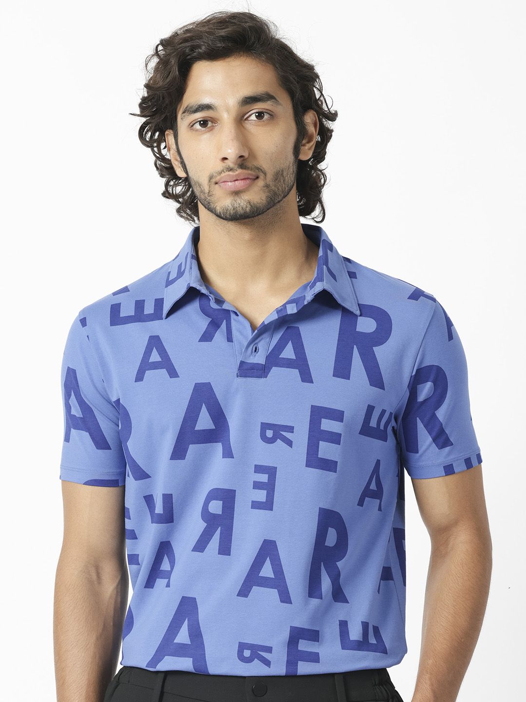 RARE RABBIT Men Rings-4 Slim Fit Solid Polo Collar T-Shirt