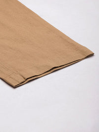 Mr Bowerbird Men Brown Solid Mid Rise Cotton Linen Regular Trousers