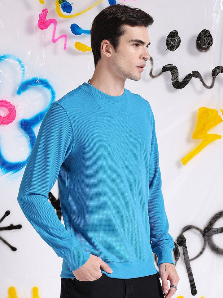 The Indian Garage Co Self Design Textured Long Sleeve Pullover Sweatshirt