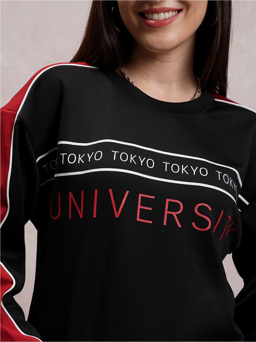 Tokyo Talkies Black Printed Pullover Sweatshirt