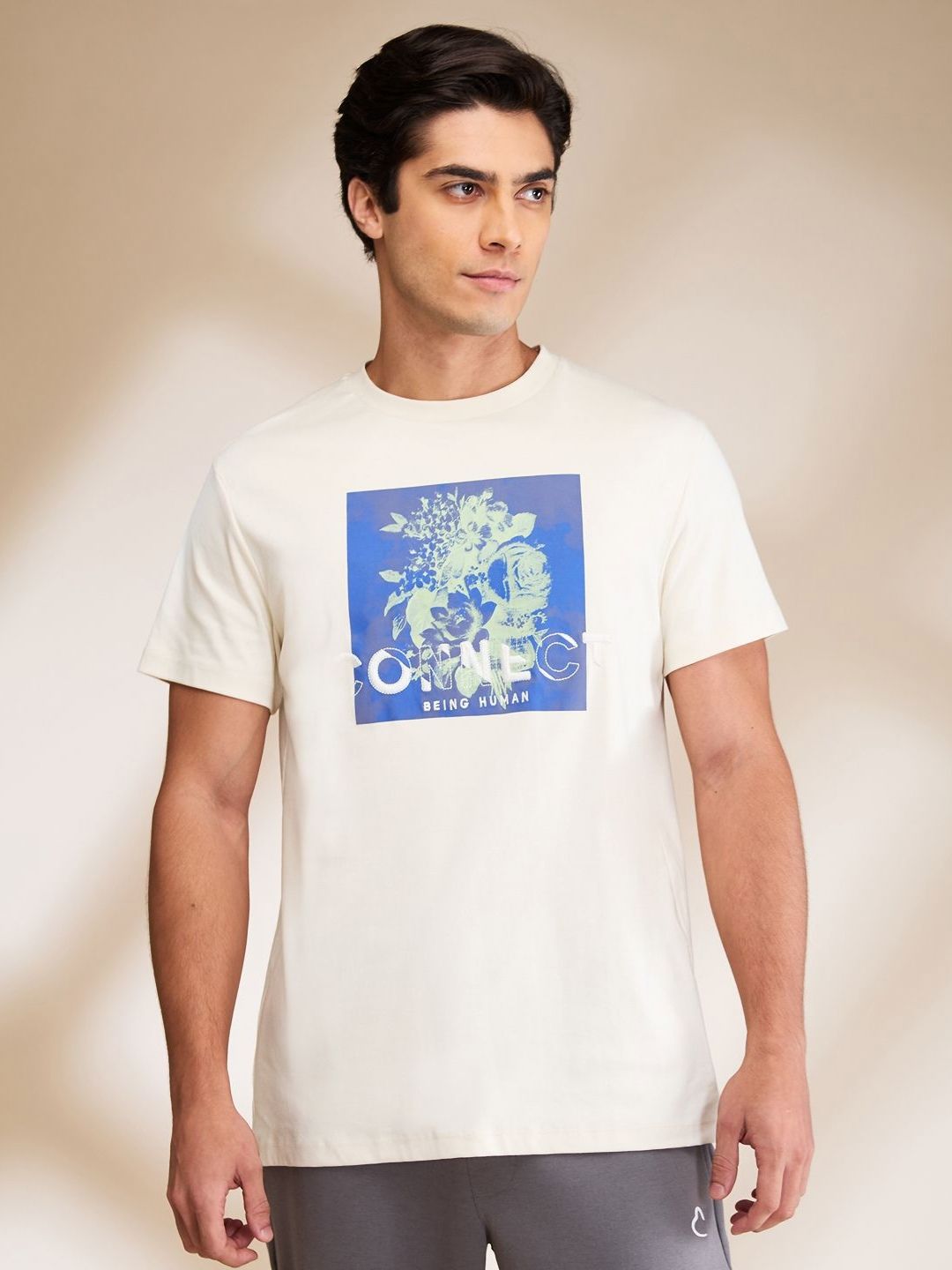 Being Human Men Typography Printed Applique T-shirt