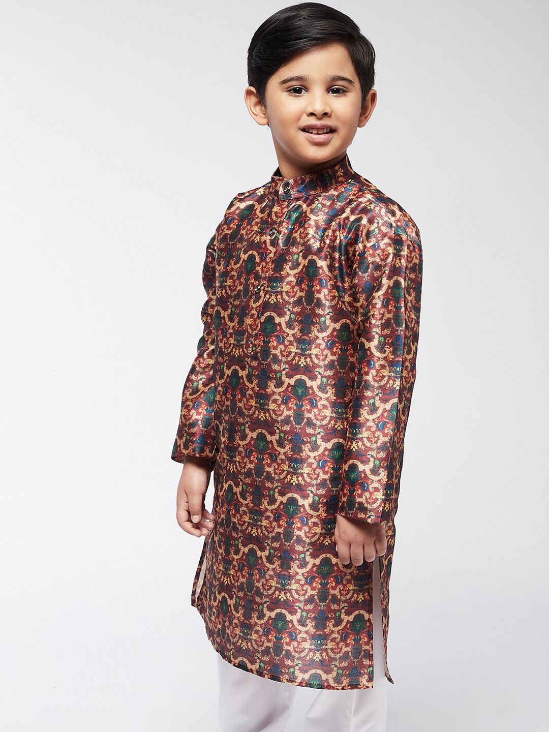 SOJANYA Motif Etnik Maroon Lelaki Bercetak Kurta