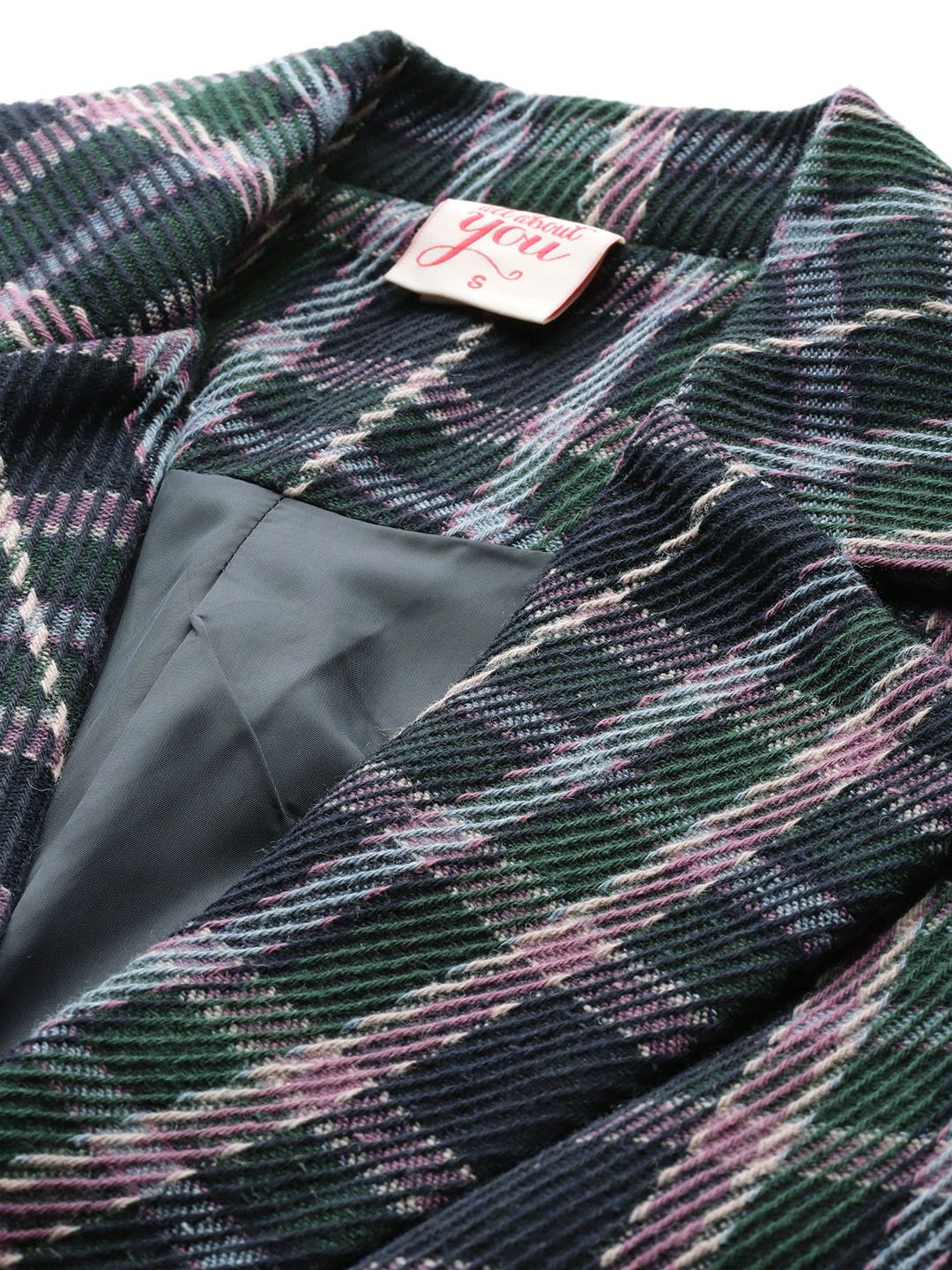 all about you Checked Double-Breasted Longline Coat