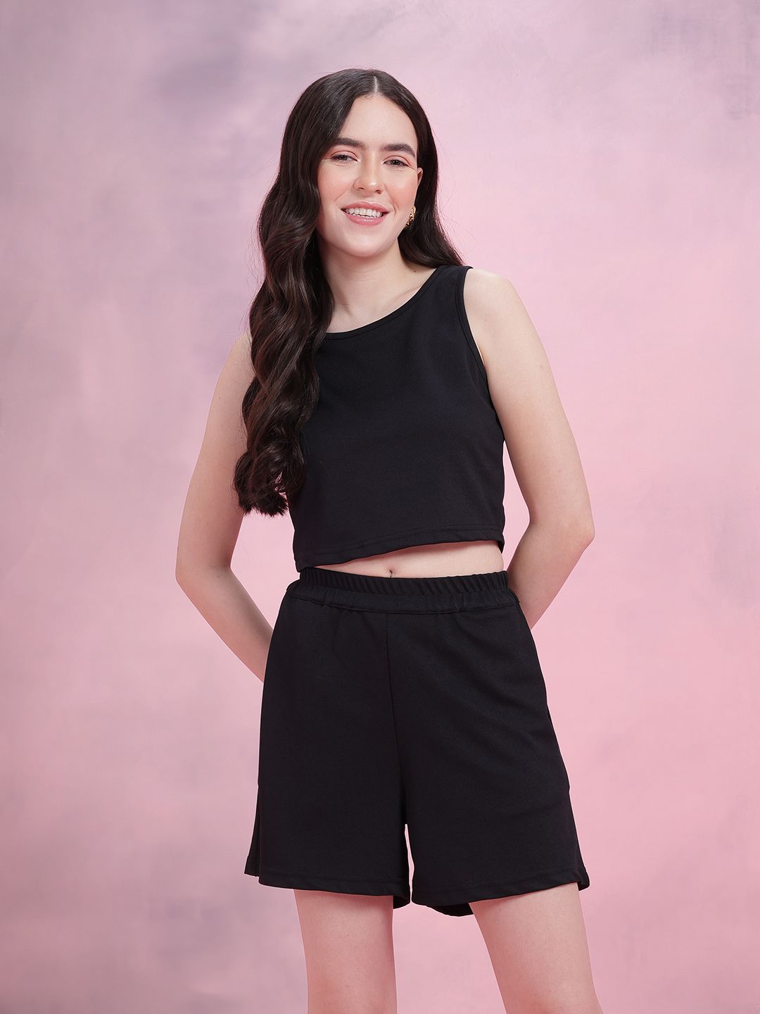 DressBerry Crop Tank Top With Pull On Shorts Co-ords