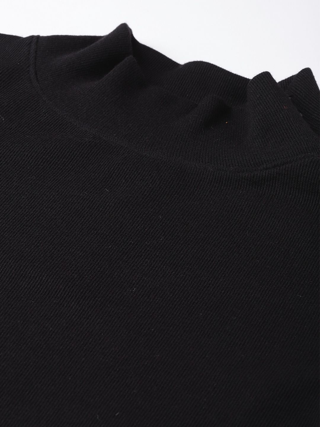 SASSAFRAS Black High Neck Ribbed Top