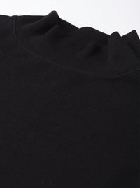 SASSAFRAS Black High Neck Ribbed Top