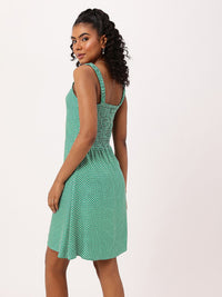 DressBerry Boho Vibes Shoulder Straps Front Slit Smocked A-Line Dress
