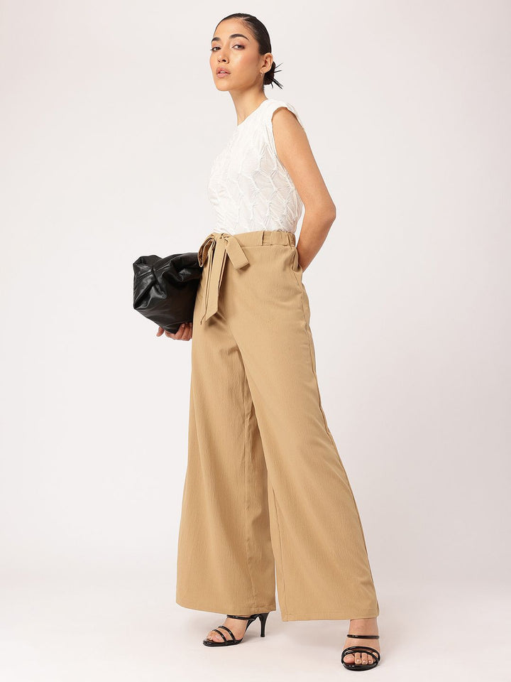 DressBerry Women Urban Chic Waist Tie-Up Flared Trousers