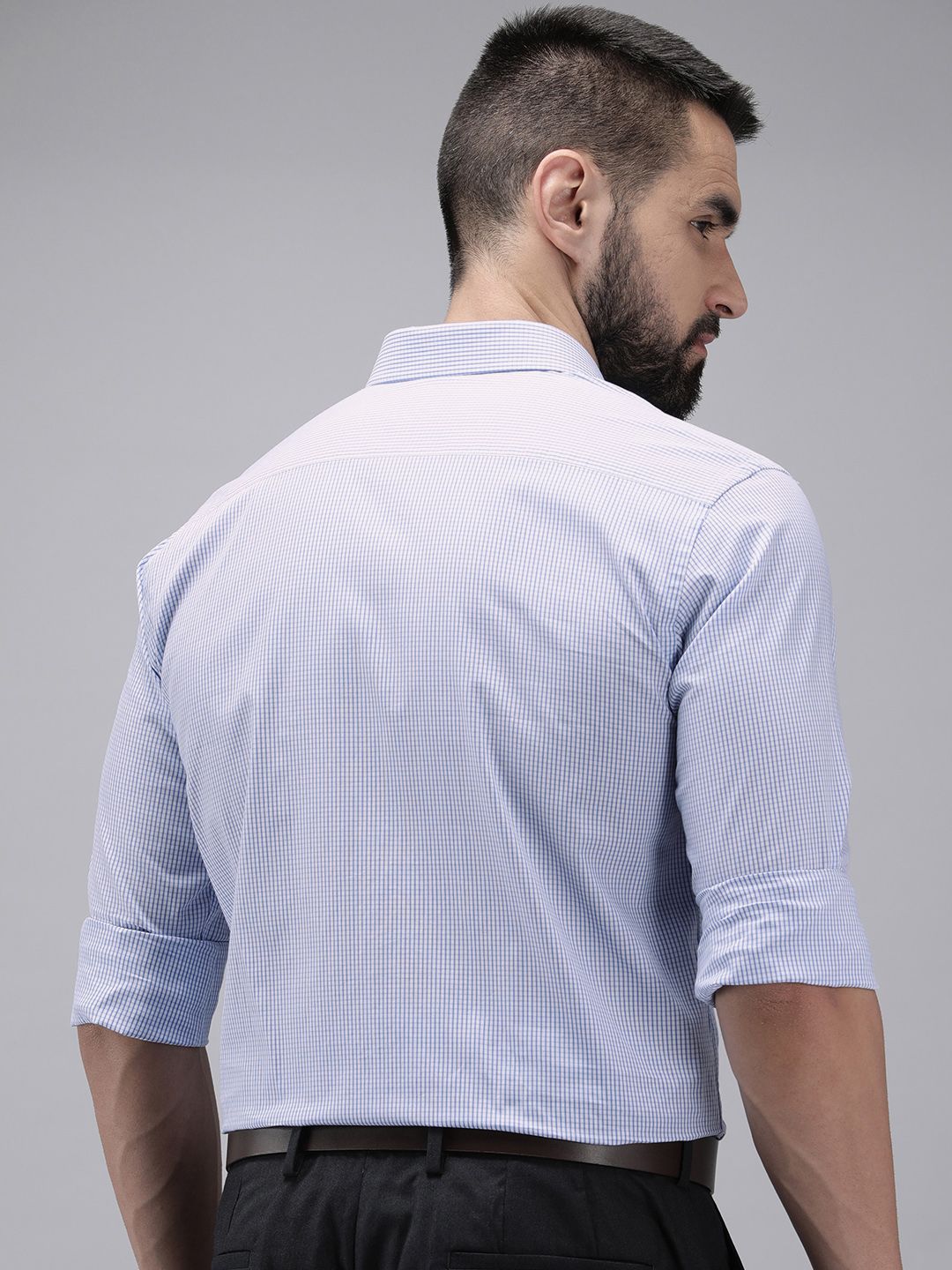 Park Avenue Pure Cotton Slim Fit Micro Checks Opaque Formal Shirt