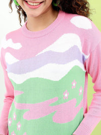 Tokyo Talkies Abstract Patterned Pullover