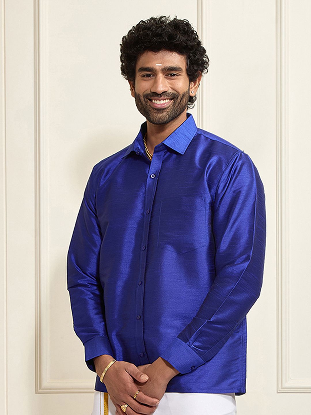 VASTRAMAY Premium Spread Collar Casual Shirt